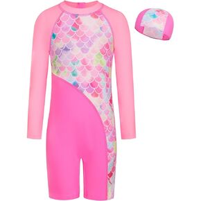 GRACE KARIN Girls Swimsuit Long Sleeve UV Protective Bathing Suit One Piece Swimwear for Kids 5-12 Years