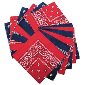 S&S Worldwide Bandanas, Red/Blue Western, Pack of 12