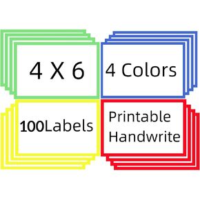 6" x 4" Large Moving Labels for Boxes, packing supplies for moving Color Coded Blank Labels Stickers for Home Organization Projects, Kitchen, Storage Bins.