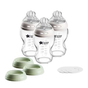 Tommee Tippee Closer to Nature 3 in 1 Convertible Glass Baby Bottles, Anti-Colic Valve – 9-ounce, 3 Count