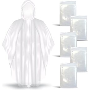 Better Office Products Disposable Clear Rain Ponchos with Hood for Adults (Thicker Gauge), Emergency Ponchos, Lightweight