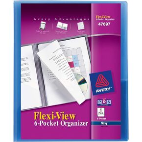 Avery Title-View 6 Pocket Organizer, Holds up to 150 Sheets, Assorted, Color Will Vary, 1 Organizer (47697)