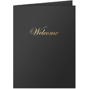 The Gallery Collection, 25 Count, Black, Welcome Pocket Folders, Gold Foil Stamped, for HR Professionals (9 x 12)
