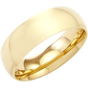 14k Solid Yellow Gold Plain Dome Wedding Heavy Ring Band 8MM - Size 7