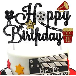 Movie Night Cake Topper Movie Night Birthday Party Decoration Movie Cake Topper Movie Theme Baby Shower Moive Night Party Supplies