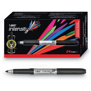 BIC Intensity Permanent Markers, Fine Point, Black, 24-Count (packaging may vary), 3.63 H x 5.5 L x 2 W