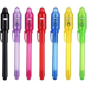 SCStyle Invisible Ink Pen 7Pcs,Spy Pen Marker Kid Pens for Writing Secret Message Pen Valentines Day Easter Day Halloween Christmas Birthday Party Bag Gift,Invisible Ink Pens with UV Light for Kids