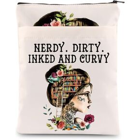 KEYCHIN Reading Lover Book Sleeve Book Club Librarian Gifts Nerdy Dirty Inked And Curvy Book Cover Book Lover Gifts Book Covers For Paperback (Nerdy Dirty BS)