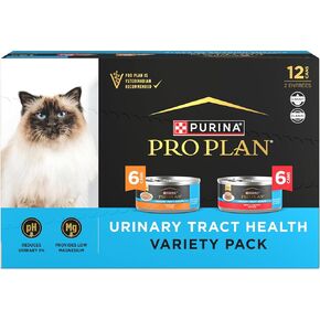 Purina Pro Plan Urinary Tract Wet Cat Food Variety Pack Urinary Tract Health Beef and Chicken Entrees - (Pack of 12) 5.5 oz. Cans