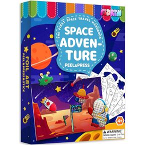 FIDRTH Foil Fun Art & Craft Activity - Space, No Mess Paper Art and Craft Kits for Kids, DIY Foil Sticker Art Supplies, Travel Toys Birthday Gifts for Kids Ages 4, 5, 6, 7, 8, 9
