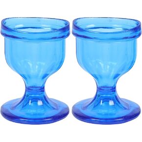 كوب غسول العين الزجاجي من WHOLELIFEOBJECTS بتصميم هندسي يناسب العيون من أجل تنظيف فعال للعين - حافة على شكل عين، مجموعة من قطعتين (أزرق) in Kuwait