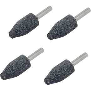4 pcs 16mm Stone Rotary Grinding Bits with 1/4 Inch Shank, Aluminum Oxide Mounted Grinding Point for Grinding, Polishing，Deburring Ferrous Metals（4pcs 6x16 cone head）