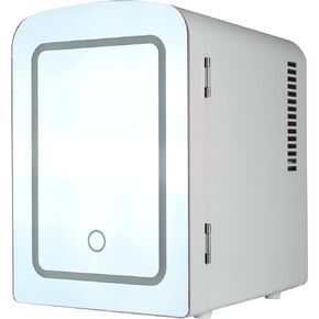 ثلاجة صغيرة محمولة، ثلاجة كهروحرارية باردة وساخنة، باب مرآة مزود بإضاءة LED باللون الأبيض، تتضمن محولات للمنزل والسيارة، لحفظ مستحضرات التجميل والعناية بالبشرة والصودا والأطعمة الطازجة، سعة 4 لتر in Kuwait