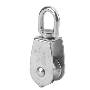 Tissting 3.9in M100 Lifting Single Pulley Roller Loading 1000 kg/2205lb,316 Stainless Steel Single Wheel Swivel Pulley Block for Boat Lifting Rope