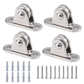 FSHIHINE Single Pulley Block 10 Pack Small Pulley Block Smooth Wheel with Ball Bearings Loading 176 Lb Ceiling/Wall Mount Pulley Wheel for Wire Rope Cord Greenhouse Home DIY Project Pulleys