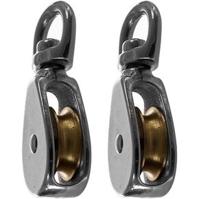 2 Pack of Single Steel Swivel Wheel Pulley - Sheave Height of 1 Inch Fits 5/32 Inch Rope - Pulley Roller