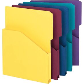 Smead Organized Up Expanding Slash Jacket, 2/5-Cut Tab, 1" Expansion, Letter Size, Assorted Colors, 5 per Pack (75445)