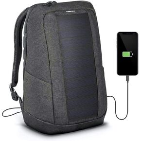 Sunnybag Iconic | Solar Backpack with Integrated 7 watt Solar Panel | USB Port | Including Laptop Compartment for 17 inch Notebook | 20 Liter | Water-Repellent Recycled Textile | Graphite