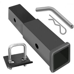 LOCKIETTA Trailer Hitch Extender fits for 2 inch Receiver, 7 inch Length Tube Extension, with 5/8 inch Hitch Pin Clip Stabilizer, 3500Lbs GTW / 350Lbs TW, for Hitch Mount Bike Racks Cargo Carrierrs