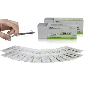 Vision Scientific VSN4001 75cm Nylon Suture Thread W Curved Needle 24 PK | Exceptionally Smooth Surface | Superior Tensile Strength |Excellent Knot Security |W Manual(Educational & Training Use Only)