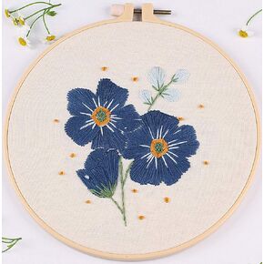 مجموعة التطريز Awesocrafts Myosotis Sylvatica Flowers مجموعة كاملة من مجموعات التطريز المبتدئة للمبتدئين والكبار والأطفال DIY أنماط سهلة مصنوعة يدويًا (الزهور الزرقاء)