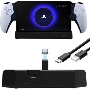 PS Portal Charging Dock for PS5 Portal Remote Player, Charger Station for PS Portal 5 Handheld Console Charging Organizer Holder Charging Stand, with Magnetic Type-C Adapter, Black