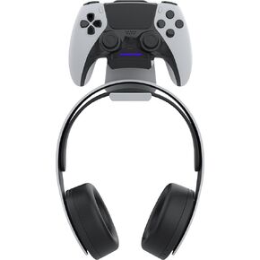Foamy Lizard PS5 Controller Charger v2.0 Console & Wall Mount for Playstation 5 Edge & DualSense Fast Charging Station Hanging Dock, Headphone Hook, LED, Overcharge Protection (PS5 White+Black)