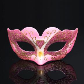 Pink Masquerade Mask, Halloween Mardi Gras Mask Carnival Party Girls Night Out Party Games Toys Mask (Pink)