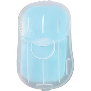 50Pcs Blue Portable Soap Sheets, Mini Portable Travel Soap Paper Sheets Disposable Water Soluble Hand Washing Bath Scented Paper Soap Camping Soap and Shampoo for Outdoor, Camping Hiking,Personal Care
