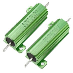 uxcell 50W 22 Ohm 5% Aluminum Housing Resistor Screw Tap Chassis Mounted Aluminum Case Wirewound Resistor Load Resistors Green 2 pcs