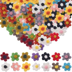 FZBNSRKO 60Pcs Crochet Flowers Craft Sewing Crocheted Flowers Appliques Embellishments DIY Crocheted Appliques for Art Crafts Home Decoration