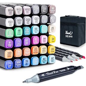 OMIO Alcohol Markers 36 Colors Dual Tip Art Marker Set, Chisel and Fine Dual Tip for Kids Adults, Marker Set for Scribing, Coloring, Drawing, Illustrating, Designing