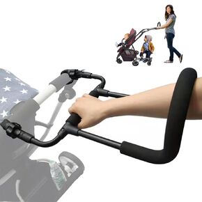 Stroller Handle Extender,Universal Stroller Handle for Kids,Metal Stroller Handlebar Extender-Stroller Carriage Accessories-Easy to Install-Stroller Attachment