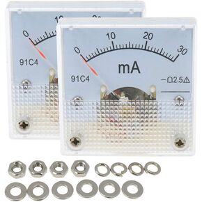 Bitray 0-30mA Analog Current Panel Meter 91C4-A DC Ammeter Amp Gauge Meter 2.5 Accuracy for Circuit Testing Ampere Tester Gauge, 2 PCS