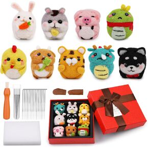 مجموعة أدوات التلبيد بإبرة ديركوي، 9 قطع من مجموعات التلبيد اليدوية لإبرة صناعة الحيوانات، أدوات اللباد الصوفية مع تعليمات أداة التلبيد لمستلزمات تلبيد صوف الحيوانات الملبدة in Kuwait