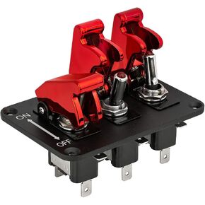 3 Red Racing Car Toggle Switch Panel,Jtron Universal Car 12V Racing Ignition Switch 3 Group Toggle Switch Panel Carbon Fiber with LED Indicator Rocker Switch (Red) in Saudi Arabia