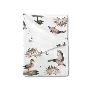 Watercolor Mallard Duck Hunting Baby Blanket for Boy Girl Duck Hunting Nursery Decor Swaddle Blanket Wild Duck Leaves Flannel Soft Receiving Blankets Toddler Nursery Bed Crib Blanket Playmat 30x40