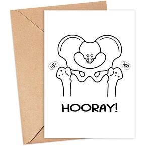 OwingsDesignsPerfect Hip Hip Hooray Card - Congratulations Card - Cute Medical Card Gift For Doctor-Nurse - Medical Pun Card - Orthopaedic Surgeon Card - Greeting Card