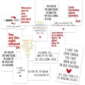 14 Pcs Funny Mini Anniversary Cards Love Notes Cards with Envelopes, for Valentines Day Husband Wife Him Her Boyfriend Girlfriend, Lunch Box Notes Card - LH175