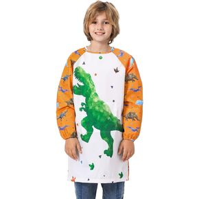 WENNNSAI Kids Art Smocks بنين بنات سموك للرسم مقاوم للماء الفنان المئزر كم طويل جيب طفل سموك المئزر سن 4-12