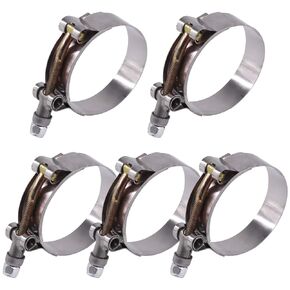 Glarks 10Pcs 5 Sizes 38-94mm Stainless Steel T-Bolt Hose Clamps Turbo Intake Soft Hose Intercooler Clamps Assortment Set