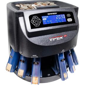 Safetech Viper V395 Coin Counter, Sorter, and Wrapper, Sorts All US Coins Including Half Dollars, Comes with 48 Preformed Wrappers, Dust Cover