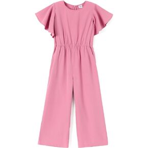 PATPAT Girls Wide Leg Flutter Sleeve Jumpsuit Sleeveless Casual Cute One Piece Rompers