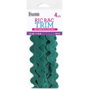 أساسيات من Leisure Arts RIC Rac 11/16" 4 ياردات تروبيك - زخرفة ريك راك للخياطة - زخرفة ريك راك مموجة للخياطة والحرف اليدوية - شريط ريك راك - ريك راك تقليم استوائي in Kuwait