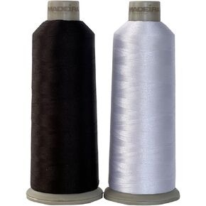 Madeira Embroidery Thread - Madeira 1801 - Madeira 1800 - Black and White Embroidery Thread - Embroidery Machine Thread - Cone - 2 Huge Spool of 5500Yd All Purpose Sewing