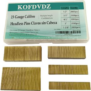 Kofdvdz 23 Gauge Pin nails Headless Pinner nails 10000 Pieces 5 sizes, 1/2", 3/5 ",4/5 ",1 ", 1-3/8 inch,often used in a variety of Wooden, Plastic panels, Finished Cabinet installation and Production