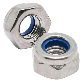 304 Stainless Steel Left Hand Thread Lock Hex Nut Nylon Lock Nut M10 Pitch 1.5mm(6pcs)