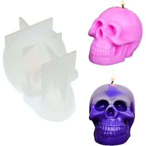 Silicone Skull Molds, for Candle Making, Skull Candle Molds for Candle Making,Skull Candle Mold for Halloween Party,Making Aromatherapy Candles,Resin,Soap,Lotion Bar,Clay