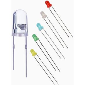 50 Pcs 5mm LED Light Emitting Diodes Bulb LED Lamp- Clear and Transparent DC 6v-13v 20mA with Resistance- DIY Science Project Electronics Components Lighting Kit (5*Color*10pcs)