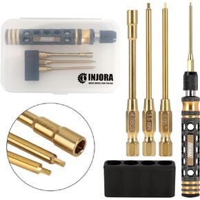 INJORA RC Tool Kit 3 in 1 Screwdriver 0.05inch 1.5mm Hex Nut Drivers 4mm for SCX24 Gladiator Bronco C10 JLU Deadbolt Other RC Model Car